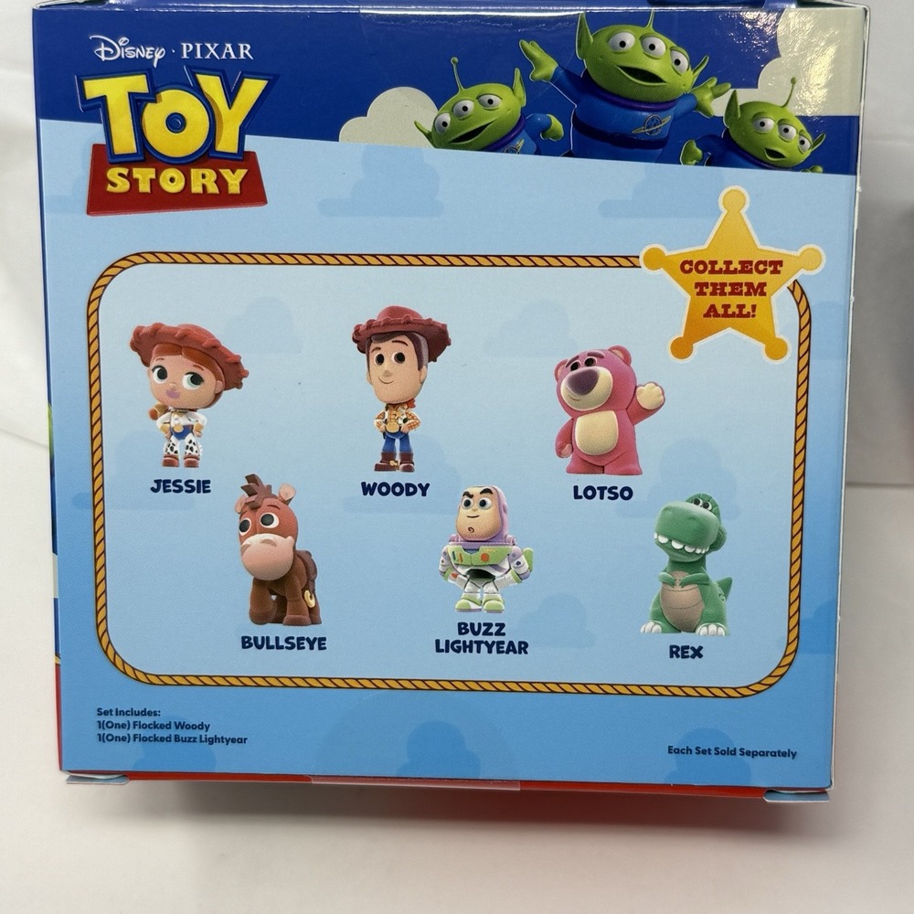 Disney Pixar Toy Story Woody & Buzz Lightyear Flocked Figures 2 Piece Set NEW - Picture 2 of 2